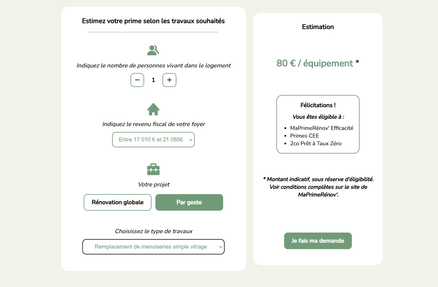 Simulateur d’aides à la rénovation